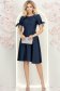 Rochie din satin bleumarin până la genunchi in clos cu fundite- StarShinerS 4 - StarShinerS.ro
