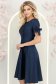 Rochie din satin bleumarin până la genunchi in clos cu fundite- StarShinerS 3 - StarShinerS.ro