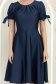 Rochie din satin bleumarin până la genunchi in clos cu fundite- StarShinerS 6 - StarShinerS.ro