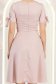 Rochie din satin roz pudra până la genunchi in clos cu fundite- StarShinerS 7 - StarShinerS.ro