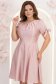 Rochie din satin roz pudra până la genunchi in clos cu fundite- StarShinerS 1 - StarShinerS.ro