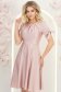 Rochie din satin roz pudra până la genunchi in clos cu fundite- StarShinerS 3 - StarShinerS.ro