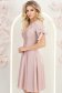 Rochie din satin roz pudra până la genunchi in clos cu fundite- StarShinerS 2 - StarShinerS.ro