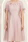 Rochie din satin roz pudra până la genunchi in clos cu fundite- StarShinerS 6 - StarShinerS.ro