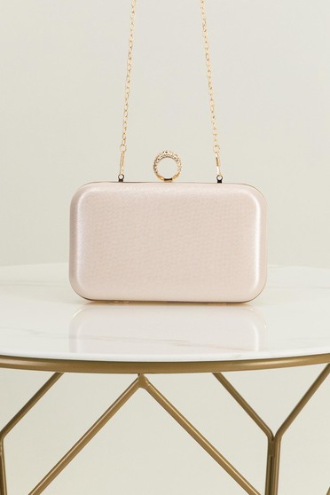 Geanta Dama tip clutch roz pudra cu sclipici fin si maner detasabil