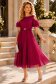 Rochie din voal cu fir lame zmeura midi in clos - StarShinerS 1 - StarShinerS.ro