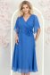 Rochie din voal cu fir lame albastra-deschis midi in clos cu brosa - StarShinerS 1 - StarShinerS.ro