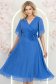Rochie din voal cu fir lame albastra-deschis midi in clos cu brosa - StarShinerS 3 - StarShinerS.ro