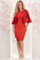 Rochie rosie pana la genunchi tip creion - StarShinerS 3 - StarShinerS.ro