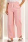 Pantaloni din bumbac roz pudra cu un croi drept si buzunare laterale 1 - StarShinerS.ro