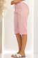 Pantaloni din bumbac roz pudra până la genunchi skinny cu buzunare 3 - StarShinerS.ro
