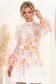 Rochie din bumbac alba scurta in clos cu imprimeu floral si curea 2 - StarShinerS.ro