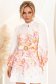 Rochie din bumbac alba scurta in clos cu imprimeu floral si curea 3 - StarShinerS.ro