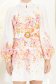 Rochie din bumbac alba scurta in clos cu imprimeu floral si curea 5 - StarShinerS.ro