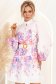 Rochie din bumbac mov scurta in clos cu imprimeu floral si curea 1 - StarShinerS.ro
