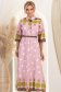 Rochie din bumbac roz in clos midi cu accesoriu tip curea 1 - StarShinerS.ro