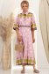 Rochie din bumbac roz in clos midi cu accesoriu tip curea 3 - StarShinerS.ro