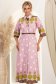 Rochie din bumbac roz in clos midi cu accesoriu tip curea 2 - StarShinerS.ro