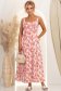 Rochie din rayon roz lunga cu croi larg imprimata 1 - StarShinerS.ro