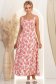 Rochie din rayon roz lunga cu croi larg imprimata 2 - StarShinerS.ro
