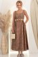 Rochie din bumbac maro lunga clos cu elastic in talie si buzunare laterale 2 - StarShinerS.ro