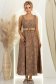 Rochie din bumbac maro lunga clos cu elastic in talie si buzunare laterale 1 - StarShinerS.ro