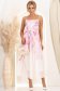 Rochie din material fin la atingere roz imprimata midi in clos cu cordon 1 - StarShinerS.ro