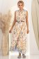 Rochie din viscoza crem lunga cu croi larg si guler tip esarfa 1 - StarShinerS.ro