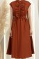 Rochie din bumbac maro midi in clos cu volanase si cordon in talie 3 - StarShinerS.ro