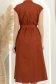 Rochie din bumbac maro midi in clos cu volanase si cordon in talie 5 - StarShinerS.ro