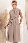 Rochie din bumbac bej midi in clos cu volanase si cordon in talie 2 - StarShinerS.ro