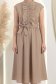 Rochie din bumbac bej midi in clos cu volanase si cordon in talie 4 - StarShinerS.ro