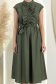 Rochie din bumbac kaki midi in clos cu volanase si cordon in talie 4 - StarShinerS.ro