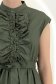 Rochie din bumbac kaki midi in clos cu volanase si cordon in talie 3 - StarShinerS.ro