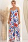 Salopeta din material fluid albastra cu imprimeu floral 2 - StarShinerS.ro