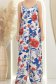 Salopeta din material fluid albastra cu imprimeu floral 5 - StarShinerS.ro