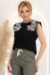 Top dama din bumbac neagra cu croi larg si aplicatii 3D pe umeri 2 - StarShinerS.ro