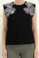 Top dama din bumbac neagra cu croi larg si aplicatii 3D pe umeri 5 - StarShinerS.ro