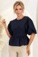 Bluza dama din bumbac bleumarin cu peplum si maneci bufante 1 - StarShinerS.ro