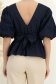 Bluza dama din bumbac bleumarin cu peplum si maneci bufante 5 - StarShinerS.ro