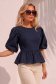 Bluza dama din bumbac bleumarin cu peplum si maneci bufante 1 - StarShinerS.ro