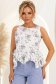 Top dama din bumbac alb cu imprimeu floral cu un croi drept si peplum