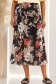 Fusta din material fluid neagra midi in clos cu imprimeu floral