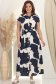 Rochie din in bleumarin lunga cu croi larg si buzunare - StarShinerS 3 - StarShinerS.ro