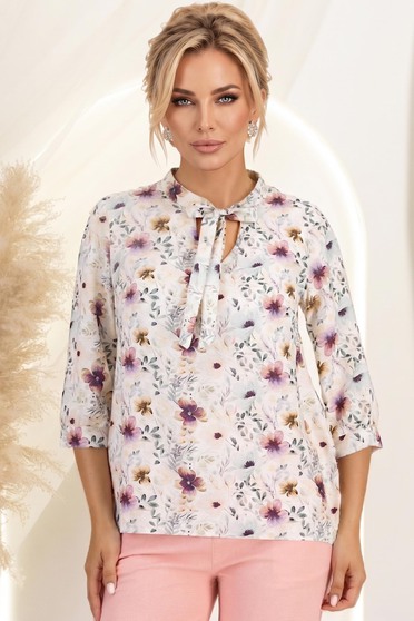Bluza dama din viscoza ivoire cu croi larg si guler tip esarfa - StarShinerS