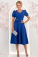 Rochie albastra midi in clos cu brosa florala si buzunare - StarShinerS 1 - StarShinerS.ro
