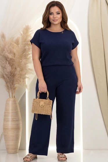 Pantaloni din viscoza si in bleumarin lungi cu buzunare- StarShinerS