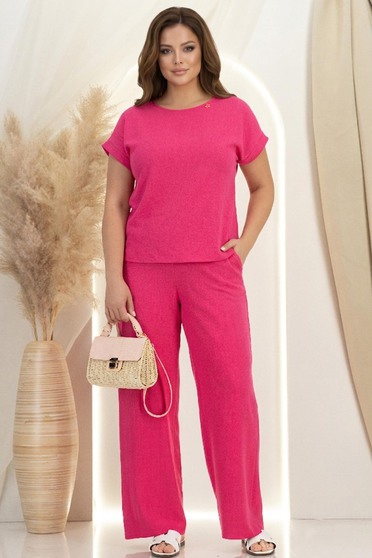 Pantaloni din viscoza si in fuchsia lungi cu buzunare- StarShinerS