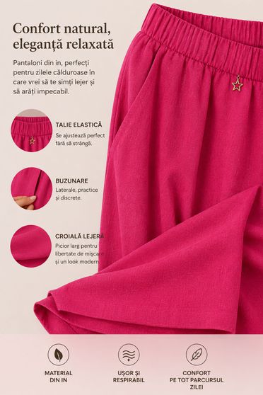 Pantaloni din viscoza si in fuchsia lungi cu buzunare- StarShinerS