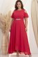 Rochie din voal fuchsia lunga in clos cu un cordon accesorizat- StarShinerS 1 - StarShinerS.ro